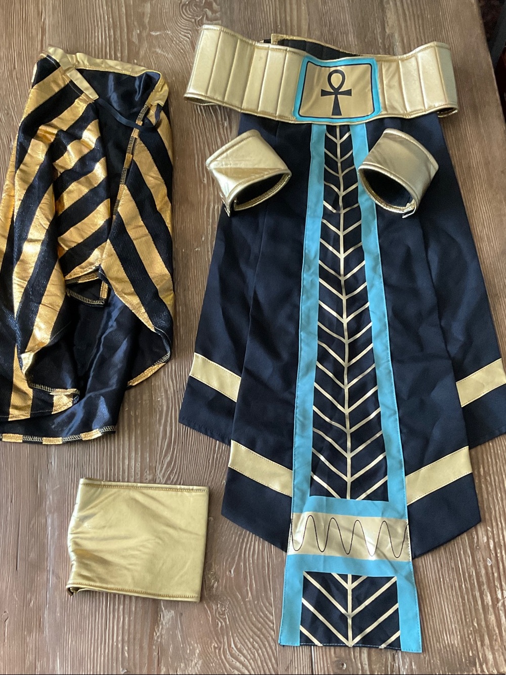 Men's Egyptian Pharaoh Halloween Costume - Black, Gold & Blue
